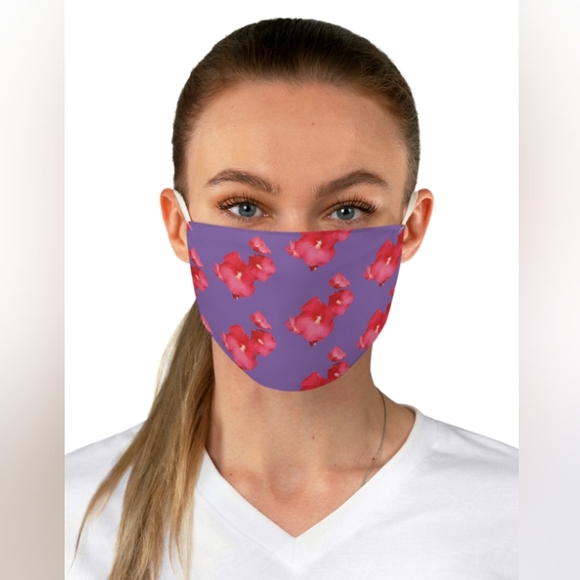 Pink Hibiscus 🌺 Purple Cloth Mask 😷 - Picture 2 of 2